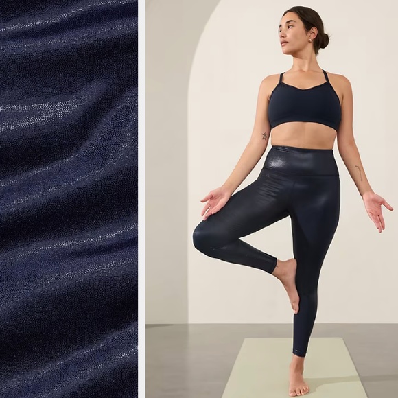 NWT, Athleta Elation Ultra High Rise Shine Legging, L, Navy Shine - Picture 3 of 9